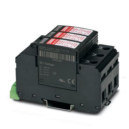 Phoenix Contact 1 Phase Surge Protector, 30kA, 4000V (Volts), DIN Rail Mount [2910383]; 131-673
