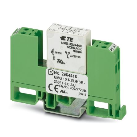 Phoenix Contact EMG Series Relay Module, DIN Rail Mount, 230V Coil, SPST, 0.5A Load [2964416]; 132-049