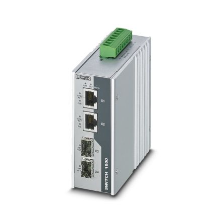 Phoenix Contact FL SWITCH 1000T-2POE-GT-2SFP Series DIN Rail Mount Industrial Ethernet Switch, 2 RJ45 Ports, [1026765]; 133-601