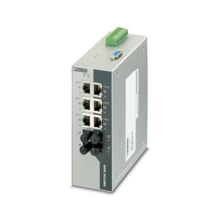 Phoenix Contact FL SWITCH 3006T-2FX ST Series DIN Rail Mount Industrial Ethernet Switch, 6 RJ45 Ports, 10/100Mbit/s [2891037]; 133-847