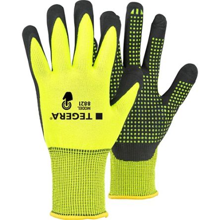 Tegera TEGERA Black, Yellow Polyester, Spandex Heat Resistant Work Gloves, Size 6, Nitrile Coating [8821-6]; 134-573