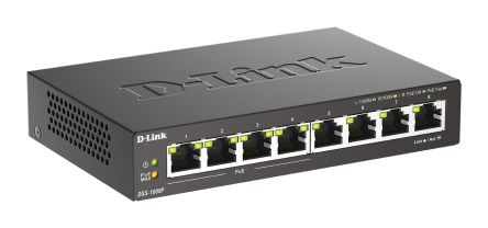 D-Link 8-Port Gigabit PoE Unmanaged Desktop Switch, Unmanaged 8 Port Gigabit Switch With PoE EU [DGS-1008P/E]; 135-318