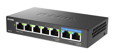 D-Link 7-Port Multi-Gigabit Unmanaged Switch, Unmanaged 7 Port Gigabit Switch, UK [DMS-107/B]; 135-326