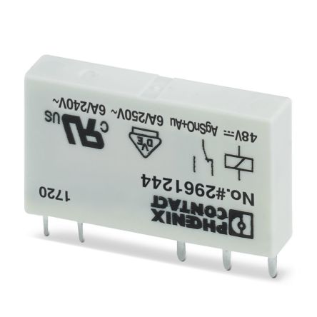Phoenix Contact Plug In Relay, 48V dc Coil, 1mA Switching Current, SPDT [2961244]; 135-394