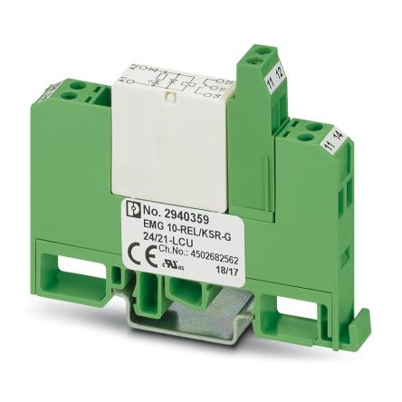 Phoenix Contact EMG 10-REL/KSR-G 24/21-LCU Series Relay Module, DIN Rail Mount, 24V Coil, SPDT, 6A Load [2940359]; 135-690