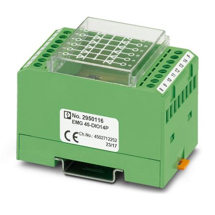 Phoenix Contact 2950116 EMG 45-DIO14P Series Green, 0.2 → 4mm², Screw Termination [2950116]; 135-887