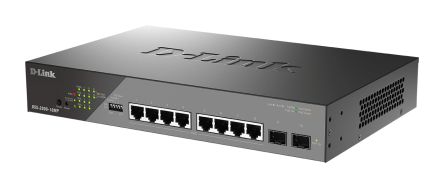 D-Link 10-Port Gigabit PoE Smart Managed Surveillance PoE Switch, Smart 10 Port Gigabit Switch With PoE UK [DSS-200G-10MP/B]; 136-206