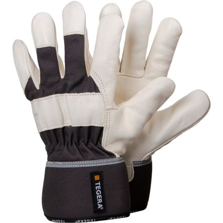 Tegera TEGERA Beige, Grey Leather Harsh Environment Work Gloves, Size 9 [364-9]; 139-403