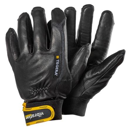 Tegera TEGERA Black, Yellow Leather Anti-Vibration Work Gloves, Size 11 [9181-11]; 139-607
