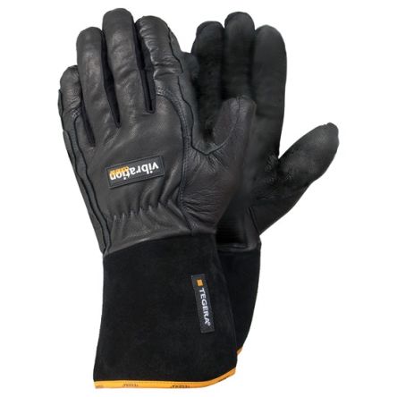 Tegera TEGERA Black, Yellow Leather Anti-Vibration Work Gloves, Size 10 [9182-10]; 139-609
