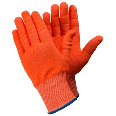 Tegera TEGERA Orange CRF Technology, Glass Fibre Thread, HPPE, Polyester, Spandex Cut Resistant Work Gloves, Size 8 [910-8]; 139-728