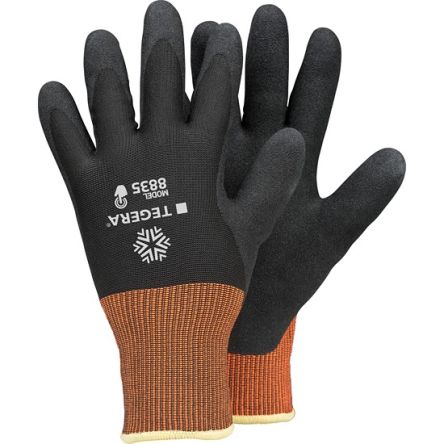 Tegera TEGERA Black, Orange Acrylic, Polyester (Liner) Cold Resistant Work Gloves, Size 8, Nitrile Foam Coating [8835-8]; 139-749