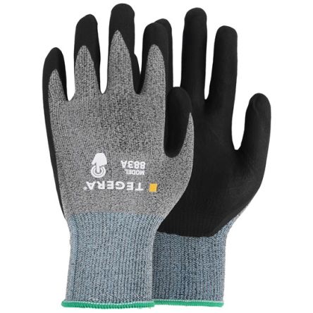 Tegera TEGERA Black, Grey Nylon, Spandex Heat Resistant Work Gloves, Size 10, Nitrile Foam Coating [883A-10]; 139-762