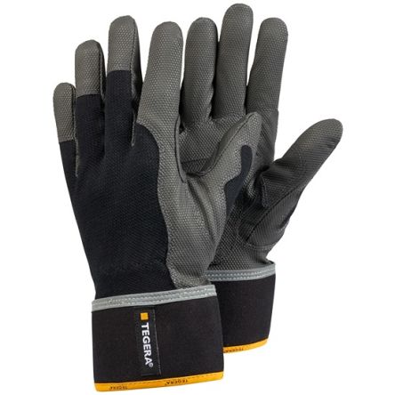 Tegera TEGERA Black, Grey, Yellow Synthetic Leather Construction Work Gloves, Size 9 [9111-9]; 139-770