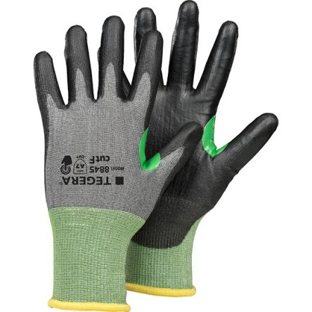 Tegera TEGERA Black, Green, Grey CRF Omni Technology, HPPE, Nylon, Spandex Cut Resistant Work Gloves, Size 6, [8845-6]; 139-817