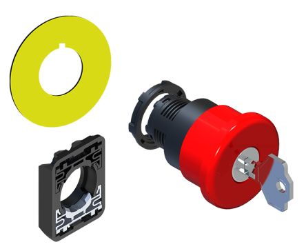 RS PRO Key Release Emergency Stop Push Button, Panel Mount, 22.5mm Cutout, IP20, IP65 [0]; 139-967