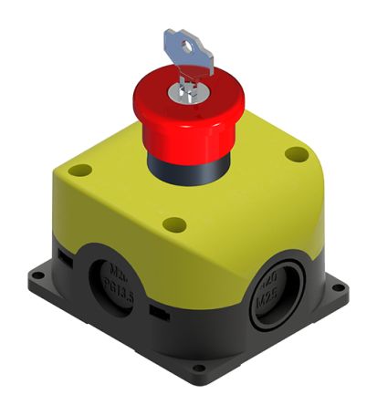 RS PRO Key Release Emergency Stop Push Button, Through Hole, 1 NC, IP65 [0]; 139-970