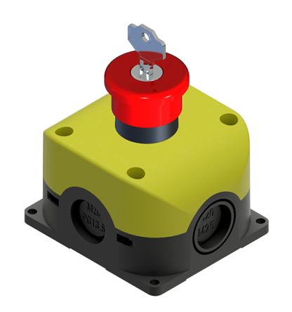 RS PRO Key Release Emergency Stop Push Button, Through Hole, 1 NC +1 NC, IP65 [0]; 139-972