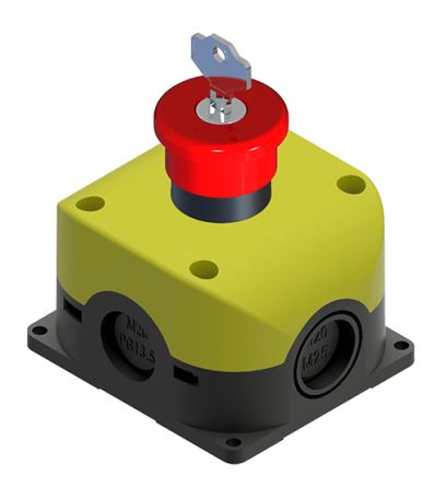 RS PRO Key Release Emergency Stop Push Button, Through Hole, 2 NC + 1 NO, IP65 [0]; 139-974