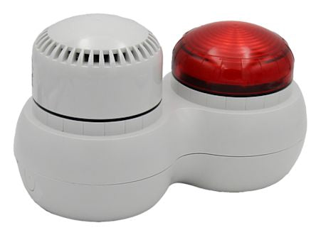 RS PRO Red Sounder Beacon, 24 Vac/Vdc, IP66, Screw/Bracket Mount, 105dB at 1 Metre [0]; 142-128
