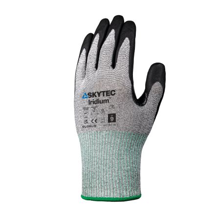 Skytec Eco Iridium Black, Grey HPPE, Polyester Cut Resistant, Puncture Resistant, Tear Resistant Work Gloves, Size S, [SKG00048BD]; 142-816
