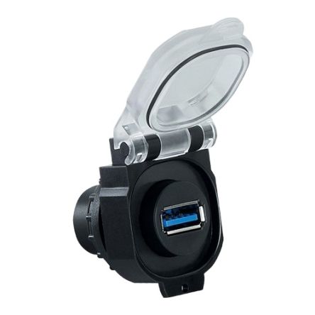 RS PRO Straight, Front Mount, Socket Type USB A USB 3.0 IP20, IP65, IP67, IP68, IP69 USB Connector [0]; 143-818