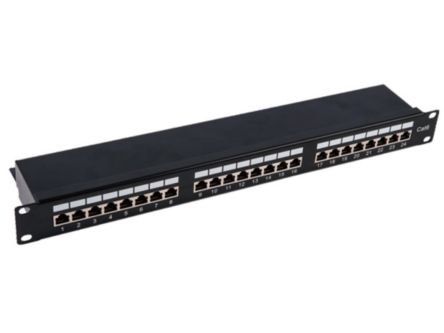 RS PRO Cat5e 24 Port RJ Patch Panel STP 1U Black [0]; 143-834