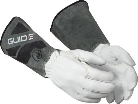 GUIDE GLOVES GUIDE 1270 Grey, White Leather Welding Gloves, Size 11 [Guide 1270 Taille 11]; 144-777