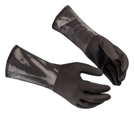 GUIDE GLOVES GUIDE 9404W Black, Grey Acrylic Fibres, Elastane, Nitrile, Nylon, PVC Chemical Resistant Work Gloves, Size [Guide 9404W Taille 9]; 144-786