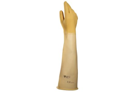 Mapa ALTO 285 Beige, Yellow Natural Latex Chemical Resistant Work Gloves, Size 8 [3428501 / 8]; 144-802