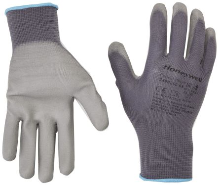 Honeywell Safety PERFECT POLY Grey Polyamide Material Handling Work Gloves, Size 6, Polyurethane Coating [2400250-06]; 144-857