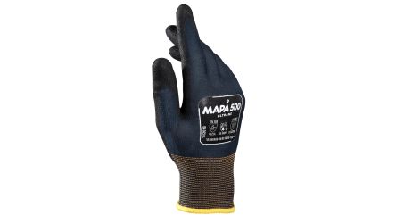Mapa ULTRANE 500 Black Nitrile Oil Resistant Work Gloves, Size 7, Nitrile Coating [3450003 / 7]; 144-902