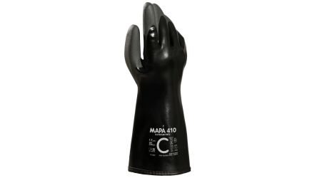 Mapa ULTRANITRIL 410 Black, Yellow Nitrile, PVC Chemical Resistant, Cut Resistant Work Gloves, Size 9, Nitrile, PVC [3441000 / 9]; 144-922