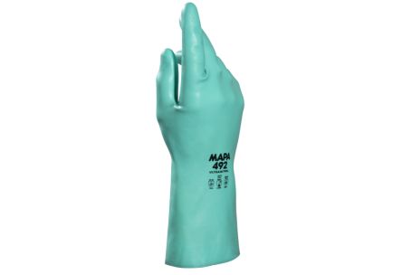 Mapa ULTRANITRIL 492 Green Nitrile Abrasion Resistant, Chemical Resistant Work Gloves, Size 6 [3449285 / 6]; 144-990