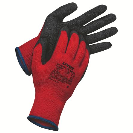 uvex unigrip PL/CL Red Polyester Abrasion Resistant Latex Gloves, Size 11, Latex Coating [6059911]; 145-329