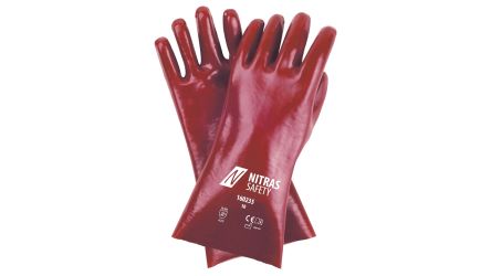 NITRAS SAFETY NITRAS Red Cotton Abrasion Resistant Work Gloves, Size 10, PVC Coating [160235-10]; 145-506