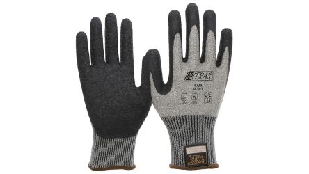 NITRAS SAFETY NITRAS TAEKI Black, Grey Yarn Abrasion Resistant Gloves, Size 10, Latex Coating [6720-10]; 145-551