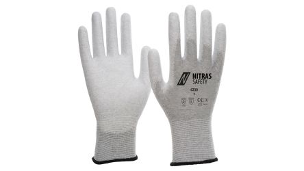NITRAS SAFETY NITRAS Grey Nylon Abrasion Resistant Gloves, Size 9, Polyurethane Coating [6230-9]; 145-565