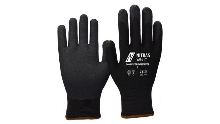NITRAS SAFETY NITRAS SNOW FIGHTER Black Nylon Abrasion Resistant Gloves, Size 8, Nitrile Coating [1606W-8]; 145-568