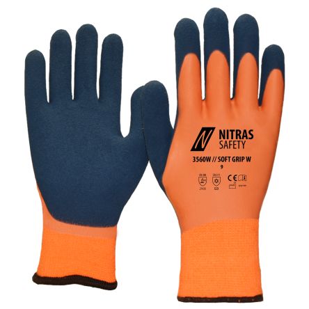 NITRAS SAFETY NITRAS SOFT GRIP Orange Nylon Abrasion Resistant Gloves, Size 8, Latex Coating [3560W-8]; 145-571