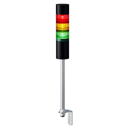RS PRO Amber, Green, Red Buzzer Signal Tower, 3 Lights, 24 V dc, Pole Mount [0]; 145-715