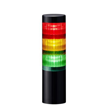 RS PRO Amber, Green, Red Signal Tower, 3 Lights, 24 V dc, Direct Mount [0]; 145-716