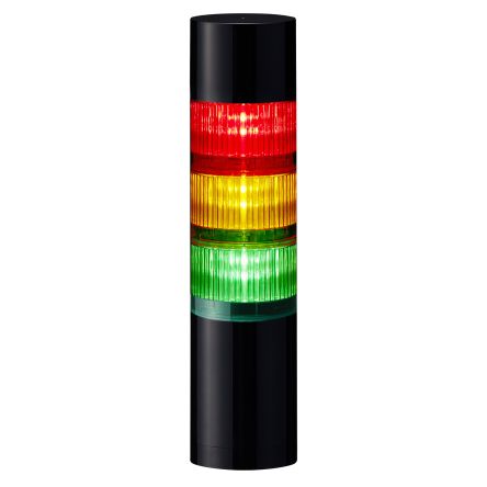 RS PRO Amber, Green, Red Buzzer Signal Tower, 3 Lights, 24 V dc, Direct Mount [0]; 145-717