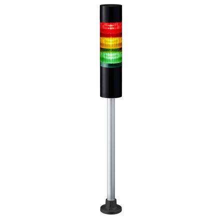 RS PRO Amber, Green, Red Buzzer Signal Tower, 3 Lights, 24 V dc, Pole Mount [0]; 145-722