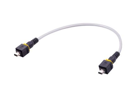 HARTING33483535A21XXX, 500mm, Grey ix Industrial to Male ix Industrial Male, Terminated Polyurethane Sheath [33483535A21005]; 145-799