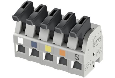 HARTING har-flexicon Series PCB Terminal Block, 5-Contact, 5mm Pitch, 1-Row, Spring Clamp Termination [14310516201201]; 146-334