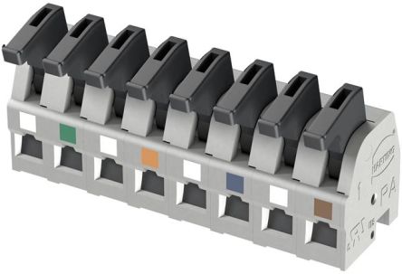 HARTING har-flexicon Series PCB Terminal Block, 8-Contact, 5mm Pitch, 1-Row, Spring Clamp Termination [14310816201201]; 146-335