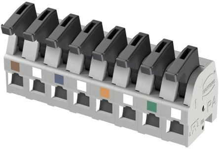 HARTING har-flexicon Series PCB Terminal Block, 8-Contact, 5mm Pitch, 1-Row, Spring Clamp Termination [14310816202201]; 146-337
