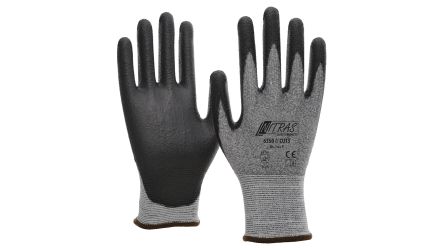 NITRAS SAFETY NITRAS Black, Grey Yarn Abrasion Resistant, Anti-Slip, Chemical Resistant, Cut Resistant, Puncture [6350-9]; 146-640