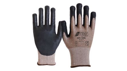 NITRAS SAFETY 6655 Black, Brown Yarn Abrasion Resistant, Chemical Resistant, Cut Resistant, Puncture Resistant, Tear [6655-9]; 146-668